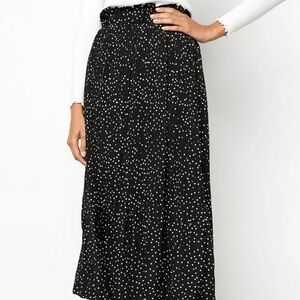 LOFT Navy Blue Midi Skirt with White Dots